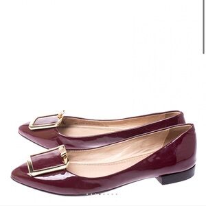 Tory Burch Burgundy Patent Flats Size 8.5
